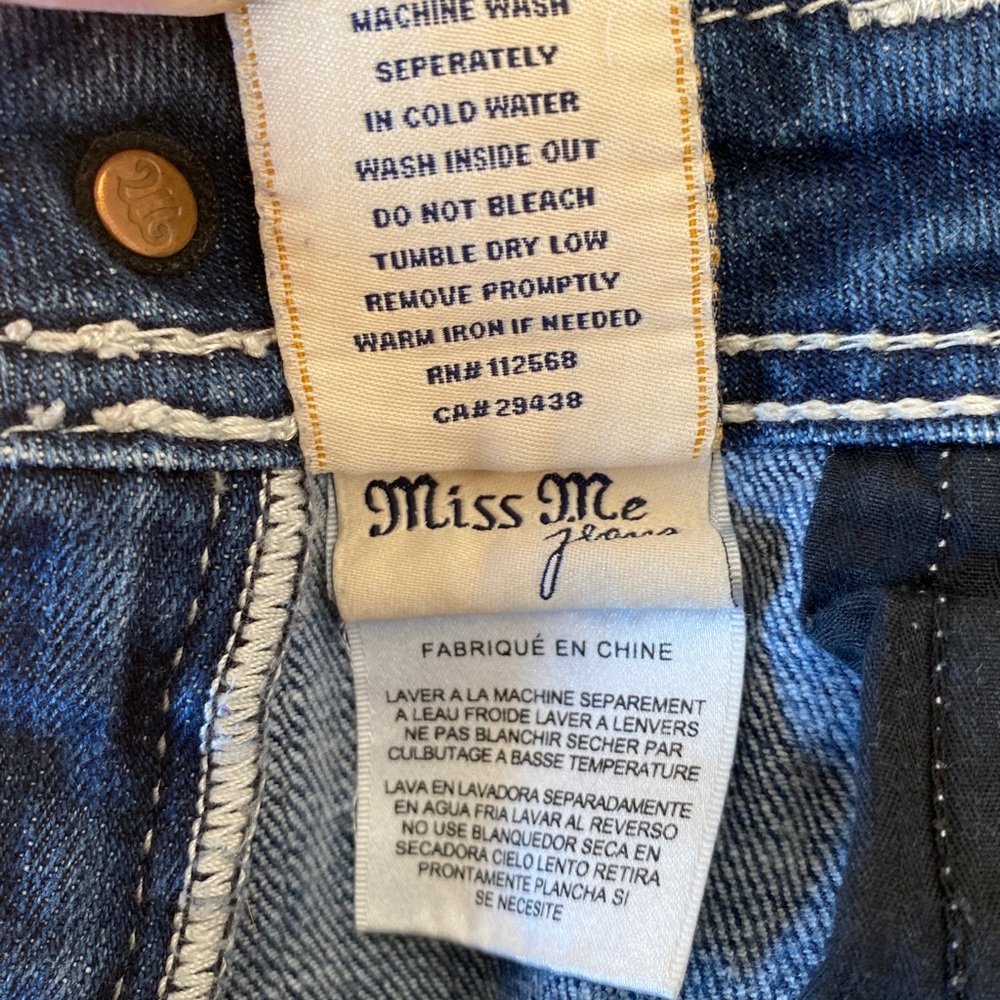 MISS ME Women's Cropped Capri‎ Jeans (cut)  Size 25 X 20 Thick Stitch Bling - Picture 8 of 8